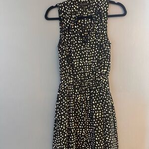 Banana Republic Black and Cream Polka Dot Midi Dress